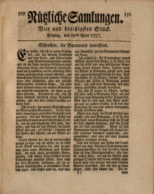 Nützliche Samlungen (Hannoversche Anzeigen) Freitag 29. April 1757