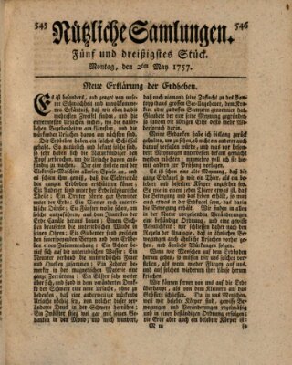 Nützliche Samlungen (Hannoversche Anzeigen) Montag 2. Mai 1757