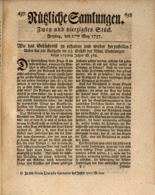 Nützliche Samlungen (Hannoversche Anzeigen) Freitag 27. Mai 1757