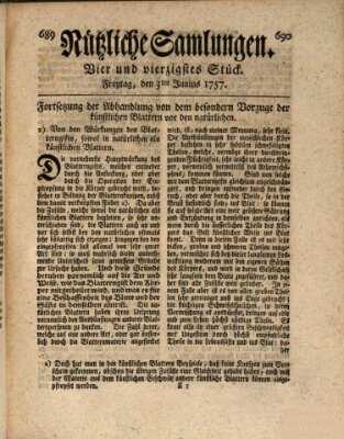 Nützliche Samlungen (Hannoversche Anzeigen) Freitag 3. Juni 1757