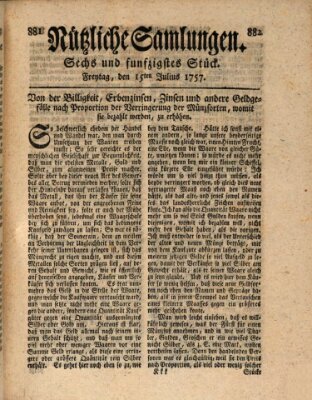 Nützliche Samlungen (Hannoversche Anzeigen) Freitag 15. Juli 1757