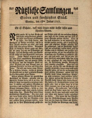 Nützliche Samlungen (Hannoversche Anzeigen) Montag 18. Juli 1757