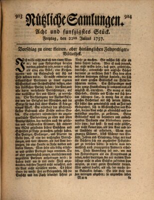 Nützliche Samlungen (Hannoversche Anzeigen) Freitag 22. Juli 1757