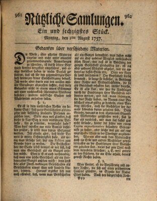 Nützliche Samlungen (Hannoversche Anzeigen) Montag 1. August 1757