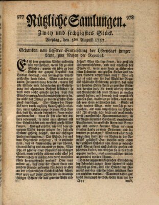 Nützliche Samlungen (Hannoversche Anzeigen) Freitag 5. August 1757