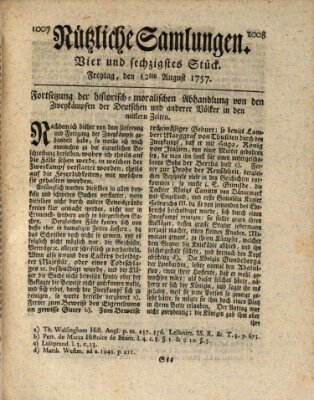 Nützliche Samlungen (Hannoversche Anzeigen) Freitag 12. August 1757