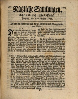 Nützliche Samlungen (Hannoversche Anzeigen) Freitag 26. August 1757