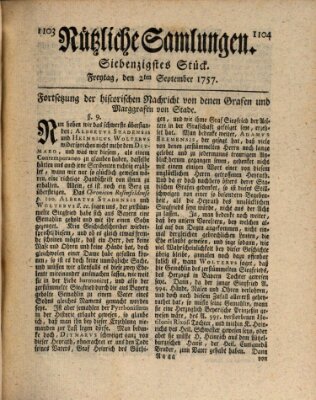 Nützliche Samlungen (Hannoversche Anzeigen) Freitag 2. September 1757