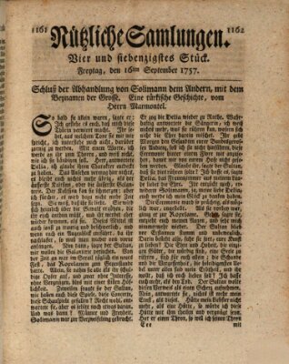 Nützliche Samlungen (Hannoversche Anzeigen) Freitag 16. September 1757