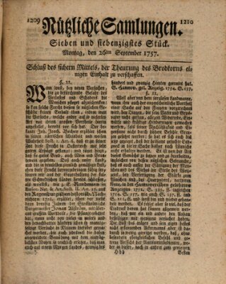 Nützliche Samlungen (Hannoversche Anzeigen) Montag 26. September 1757