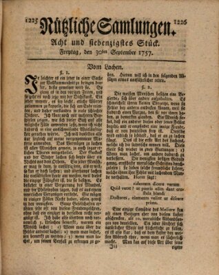 Nützliche Samlungen (Hannoversche Anzeigen) Freitag 30. September 1757