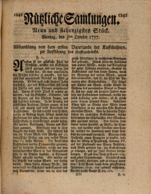 Nützliche Samlungen (Hannoversche Anzeigen) Montag 3. Oktober 1757