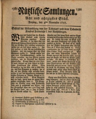 Nützliche Samlungen (Hannoversche Anzeigen) Freitag 4. November 1757