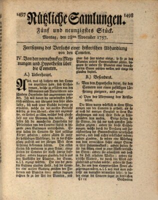 Nützliche Samlungen (Hannoversche Anzeigen) Montag 28. November 1757