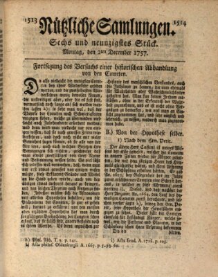 Nützliche Samlungen (Hannoversche Anzeigen) Freitag 2. Dezember 1757