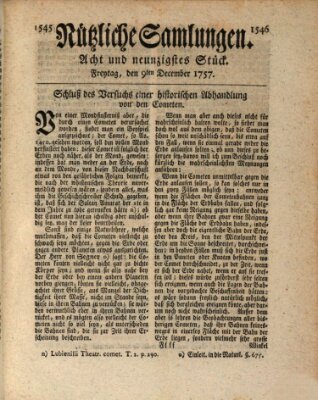 Nützliche Samlungen (Hannoversche Anzeigen) Freitag 9. Dezember 1757