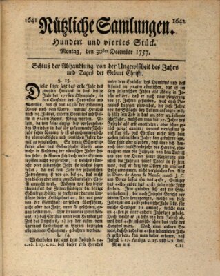 Nützliche Samlungen (Hannoversche Anzeigen) Freitag 30. Dezember 1757