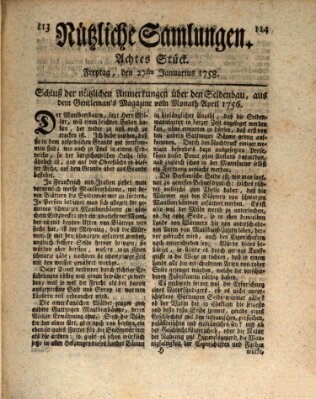 Nützliche Samlungen (Hannoversche Anzeigen) Freitag 27. Januar 1758