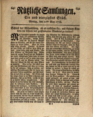 Nützliche Samlungen (Hannoversche Anzeigen) Montag 22. Mai 1758