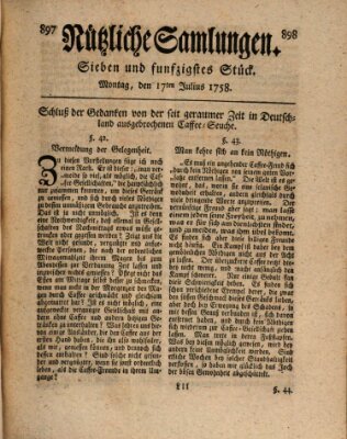 Nützliche Samlungen (Hannoversche Anzeigen) Montag 17. Juli 1758