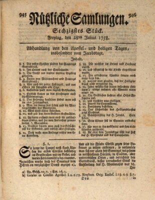 Nützliche Samlungen (Hannoversche Anzeigen) Freitag 28. Juli 1758