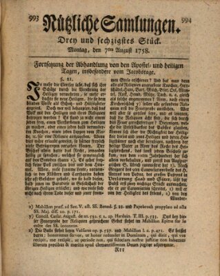 Nützliche Samlungen (Hannoversche Anzeigen) Montag 7. August 1758