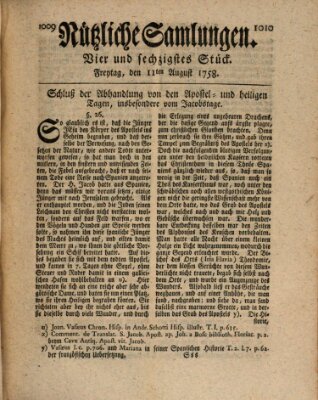 Nützliche Samlungen (Hannoversche Anzeigen) Freitag 11. August 1758