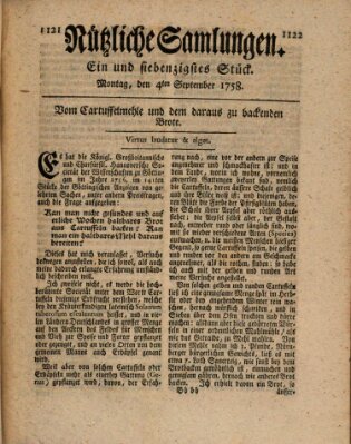 Nützliche Samlungen (Hannoversche Anzeigen) Montag 4. September 1758