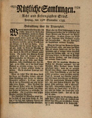 Nützliche Samlungen (Hannoversche Anzeigen) Freitag 29. September 1758