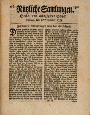 Nützliche Samlungen (Hannoversche Anzeigen) Freitag 27. Oktober 1758