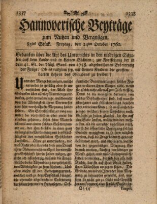 Hannoverische Beyträge zum Nutzen und Vergnügen (Hannoversche Anzeigen) Freitag 24. Oktober 1760