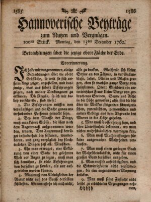 Hannoverische Beyträge zum Nutzen und Vergnügen (Hannoversche Anzeigen) Montag 13. Dezember 1762