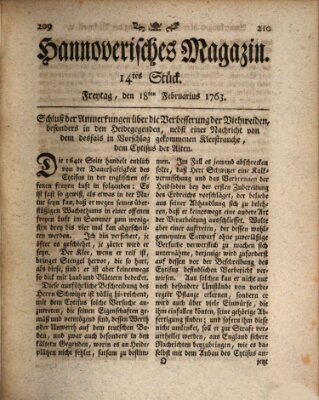 Hannoverisches Magazin (Hannoversche Anzeigen) Freitag 18. Februar 1763