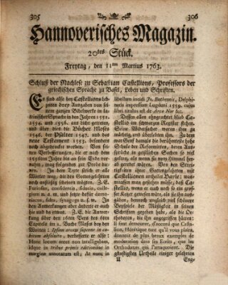 Hannoverisches Magazin (Hannoversche Anzeigen) Freitag 11. März 1763