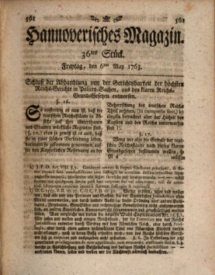 Hannoverisches Magazin (Hannoversche Anzeigen) Freitag 6. Mai 1763