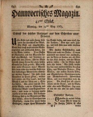 Hannoverisches Magazin (Hannoversche Anzeigen) Montag 23. Mai 1763