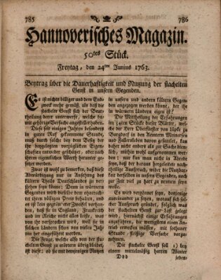 Hannoverisches Magazin (Hannoversche Anzeigen) Freitag 24. Juni 1763