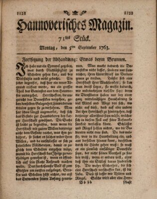 Hannoverisches Magazin (Hannoversche Anzeigen) Montag 5. September 1763