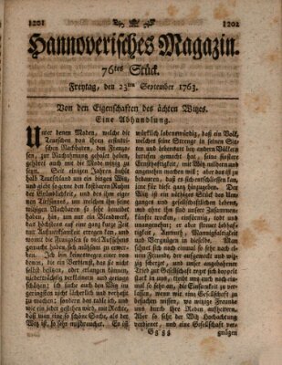 Hannoverisches Magazin (Hannoversche Anzeigen) Freitag 23. September 1763