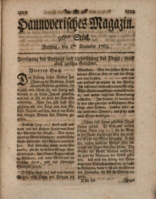 Hannoverisches Magazin (Hannoversche Anzeigen) Freitag 2. Dezember 1763