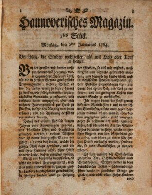 Hannoverisches Magazin (Hannoversche Anzeigen) Montag 2. Januar 1764