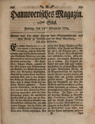 Hannoverisches Magazin (Hannoversche Anzeigen) Freitag 24. Februar 1764