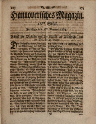 Hannoverisches Magazin (Hannoversche Anzeigen) Freitag 2. März 1764