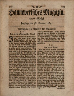 Hannoverisches Magazin (Hannoversche Anzeigen) Freitag 9. März 1764