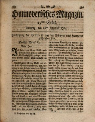 Hannoverisches Magazin (Hannoversche Anzeigen) Montag 26. März 1764