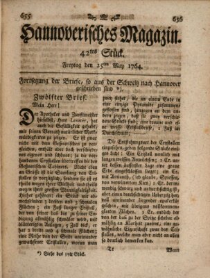 Hannoverisches Magazin (Hannoversche Anzeigen) Freitag 25. Mai 1764