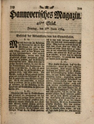 Hannoverisches Magazin (Hannoversche Anzeigen) Freitag 8. Juni 1764