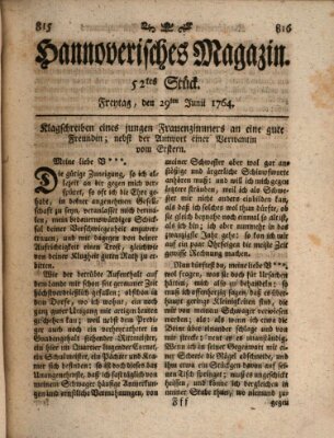 Hannoverisches Magazin (Hannoversche Anzeigen) Freitag 29. Juni 1764