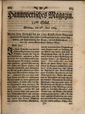 Hannoverisches Magazin (Hannoversche Anzeigen) Montag 9. Juli 1764