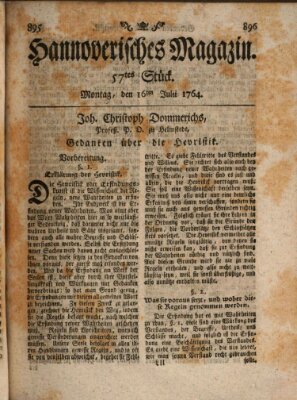 Hannoverisches Magazin (Hannoversche Anzeigen) Montag 16. Juli 1764